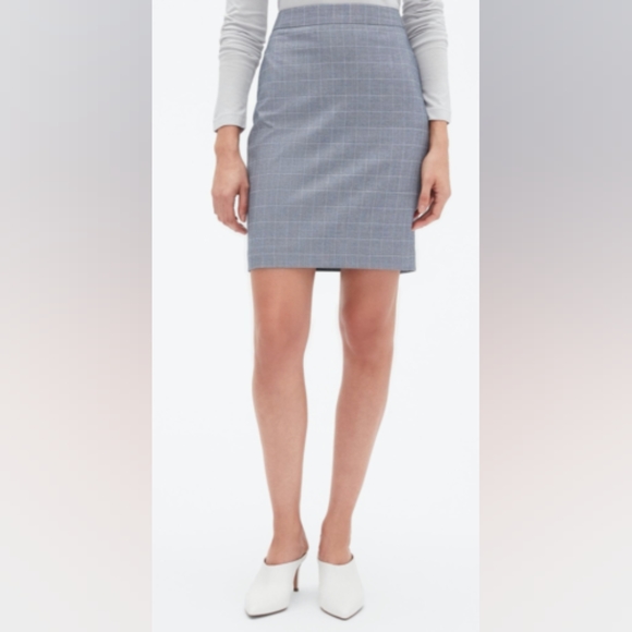 Banana Republic size 10 skirt suit chambray blue plaid - Picture 5 of 5